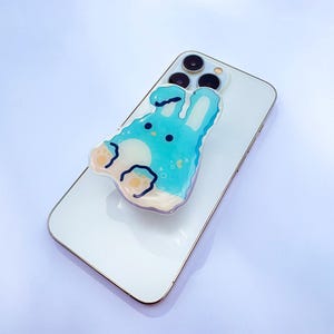 Hase Telefonhalter, Kaninchen Telefongriff, Blauer Telefonständer, Kawaii Tier Fingergriff Kindle Ständer