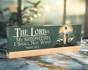 El Señor es mi pastor, placa para escritorio, placa acrílica personalizada, decoración de oficina, Salmo 23:1, versículo bíblico, regalo religioso cristiano, Jesús y Dios.