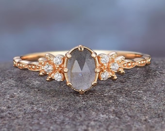Vintage Lapis Lazuli 14K Gold Ring: Moissanite Statement Band