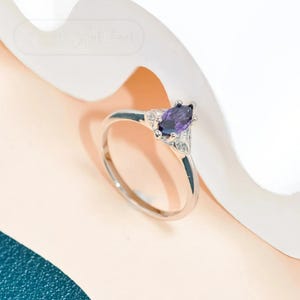 S925 Sterling Silver Purple Ring for Women Dainty Minimalist Design Cute Gift Jewelry Adjustable Fine Jewelry Aesthetic Style