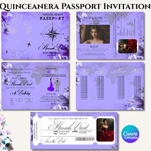 Quinceanera Passport Einladung, Ziel Party einladen, Debut Einladung, 16.Geburtstagskarte, elegante einladen