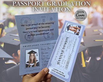 Passport Graduation Invitation: Travel Theme, Editable Template (Digital Download)