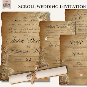 Medieval Scroll Clipart, Wedding Invitation, Old Parchment Paper Design, DIY Clipart, Vintage Style, Digital Art