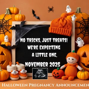 Halloween Pregnancy Announcement, Baby Reveal Idea, Fall Baby Announcement, Spooky Pregnancy Card, Funny Baby Reveal,Halloween Baby Surprise