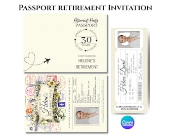 Passport Retirement Party Invitation: Travel Theme, Editable Template (Digital Download)