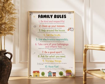 Family Rules Poster: Modern Home Decor (Printable)