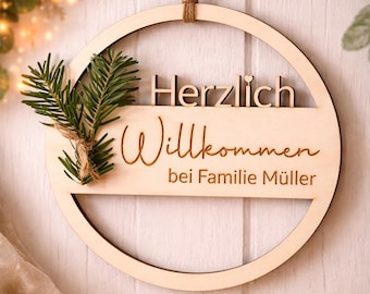 Family Door Wreath SVG | Personalized Laser File | Family Welcome Sign | Laser-Cut Wooden Wreath | Door Sign SVG Download