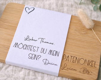 Ask your godmother/godfather – Personalized breadboard/cutting board | Gift for christening & birth