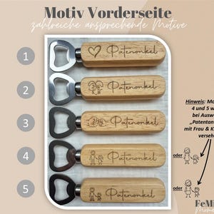 Patenonkel / Patentante fragen – personalisierter Flaschenöffner im Geschenkset | Taufgeschenk imagem 2