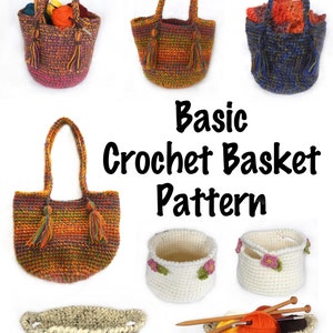 Basic Crochet Bucket Bag, Basket Pattern, Digital PDF download