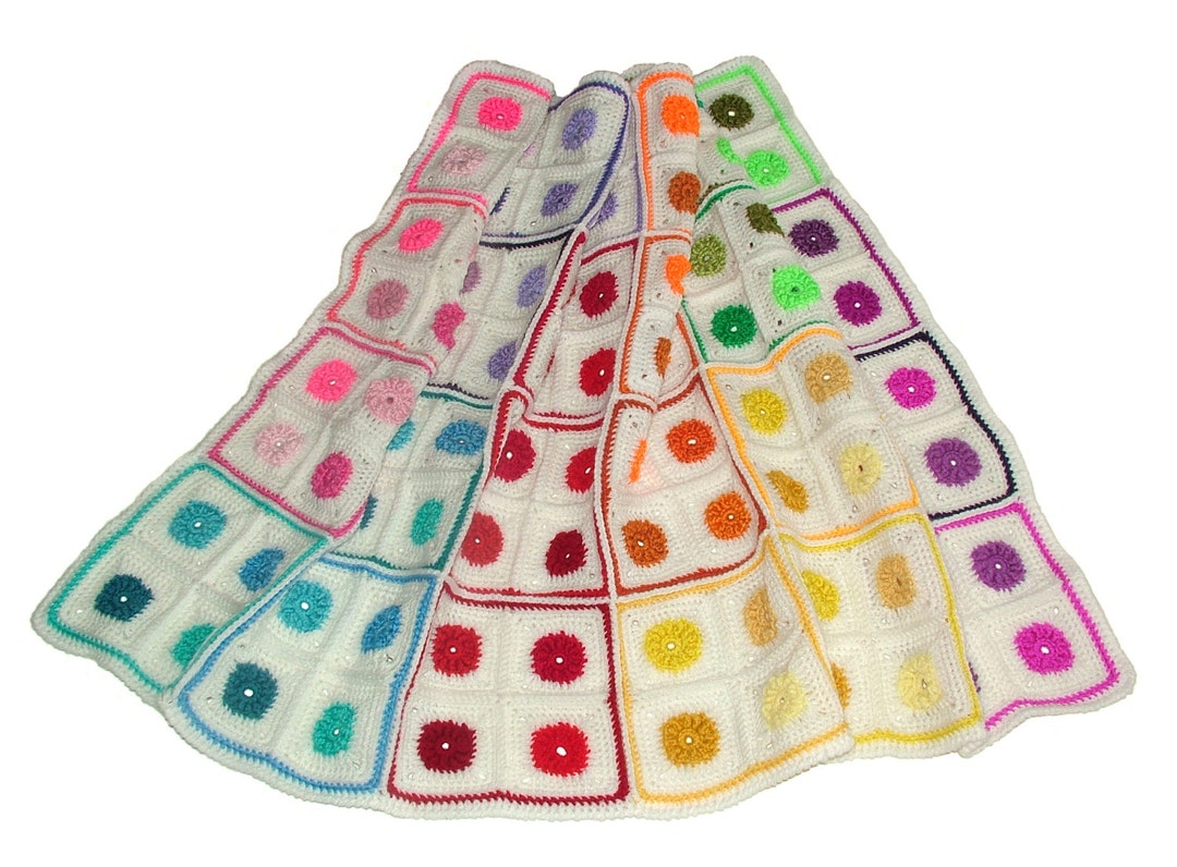 Granny Square Scrap Yarn Crochet Pattern Baby Blanket Afghan PDF