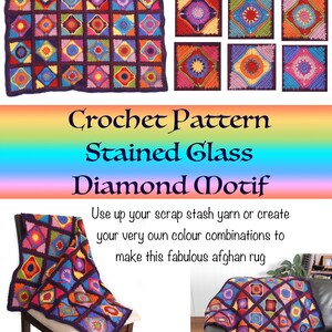 Crochet Diamond Motif Pattern, Granny Square, Afghan, Throw Rug, blanket, PDF Instant Download image 2