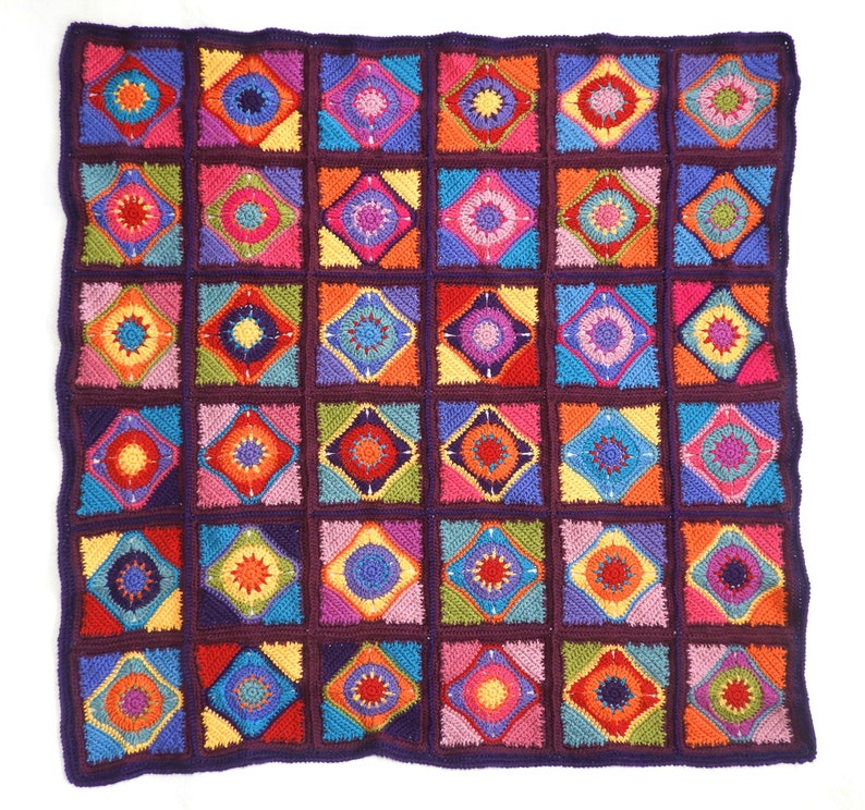 Crochet Diamond Motif Pattern, Granny Square, Afghan, Throw Rug, blanket, PDF Instant Download image 1