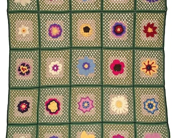 25 Crochet Flowers Granny Square patterns, Afghan, Blanket, Throw Rug, PDF eBook download