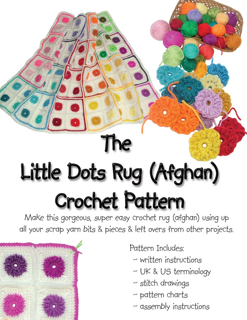 Granny Square Scrap Yarn Crochet Pattern Baby Blanket Afghan PDF