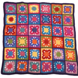 4 Leaf Clover Motif, Afghan blanket Rug, Scrap Yarn Crochet Pattern, PDF Download image 1