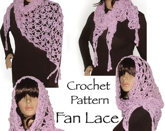 Crochet lace, Triangular shawl pattern Scarf Shawl, Wrap, Digital PDF download