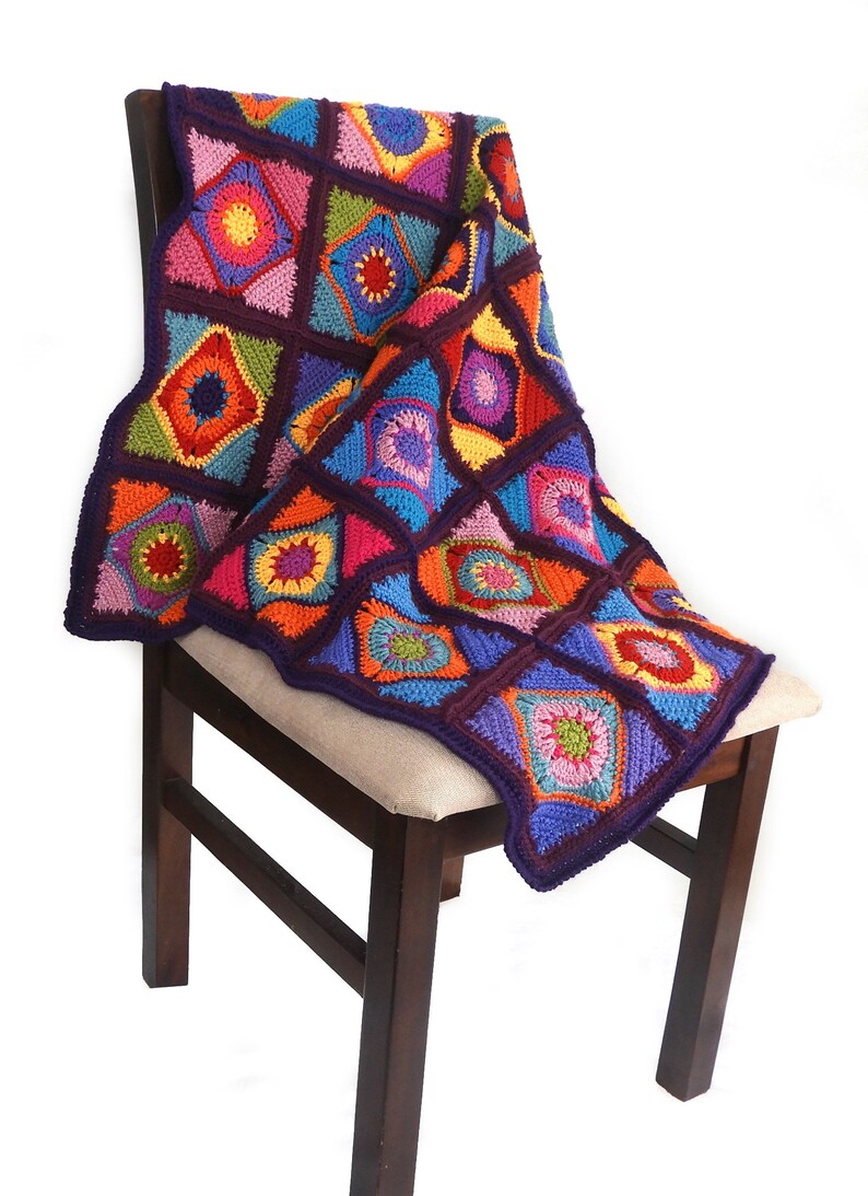 Crochet Diamond Motif Pattern, Granny Square, Afghan, Throw Rug, blanket, PDF Instant Download image 7