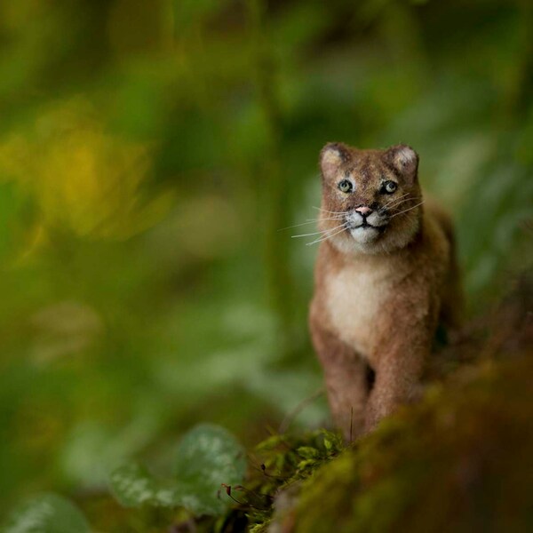 Dollhouse Miniature Walking Mountain Lion Cub Artist Furred OOAK