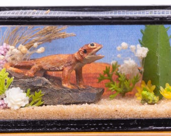 Dollhouse Miniature Bearded Dragon Large Terrarium Tank Cage Aquarium Mini Hand Made OOAK NO STAND