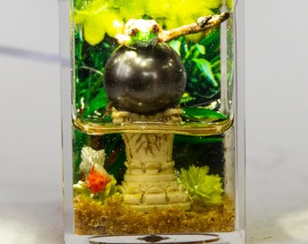 Dollhouse Miniature Reptile Terrarium Tree Frog Tank Aquarium with Electric Mini Plug In Lighted Hood Hand Made OOAK NO STAND