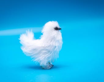 1:12 Scale Dollhouse Miniature Silkie Chicken Hen Artist Made Flocked Feathered OOAK