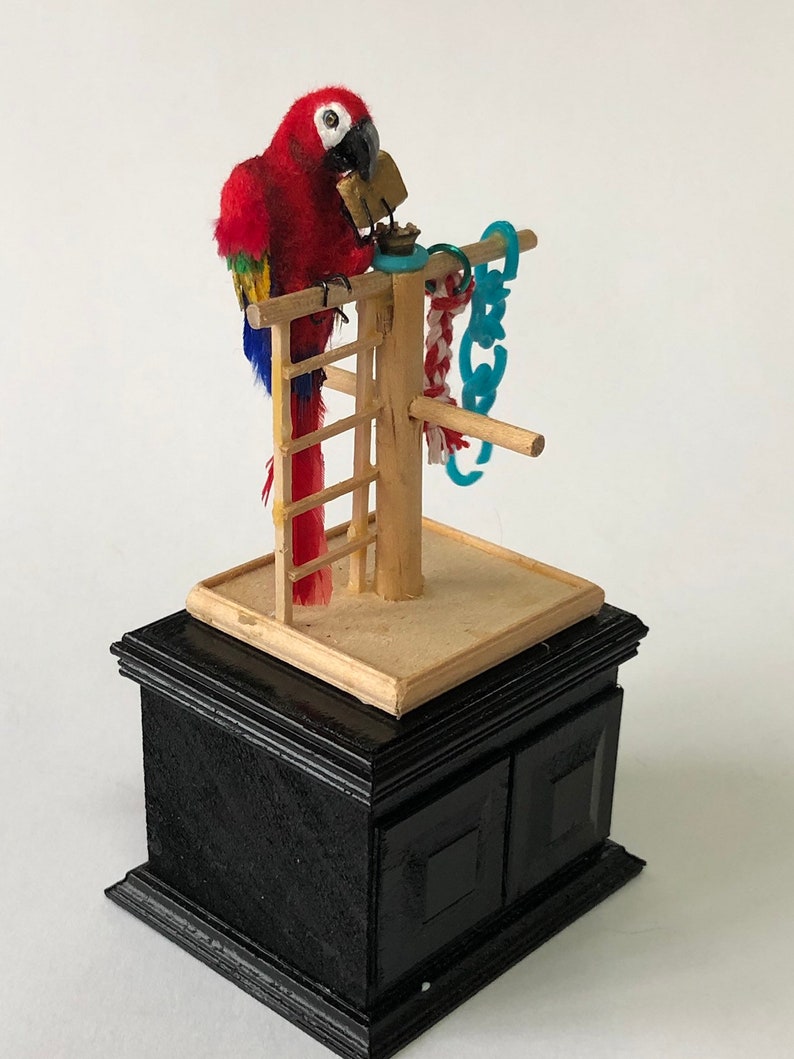 Dollhouse Miniature Blue Hat /& Wood Stand International Miniatures 1:12 scale