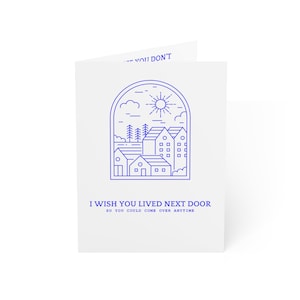 Tarjeta de amigos de al lado - Azul / Tarjeta de "Ojalá vivieras al lado" / Tarjeta de "Te extraño" / Tarjeta de amistad a larga distancia / Tarjeta de "Ojalá estuvieras aquí"