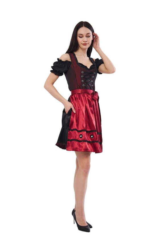 Dirndl Dress: Bavarian Oktoberfest Costume With Ribbon & Apron - Etsy
