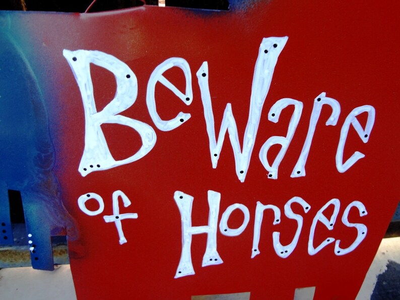 Custom Horse Signs: Beware of Horses, Metal Horse Signs Yard Art image 3