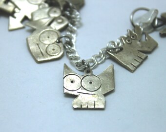 Sterling Silver Cat Charm: Big-Eyed Tilly