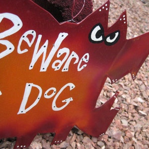 Gregory - Beware of Dog: Metal Outdoor Dog Sign Yard Art