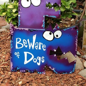 Deluxe Double Dog Sign Metal Beware of Dogs Sign Custom Dog image 2