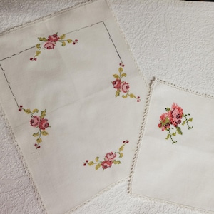 Two Piece Cross Stich Doily Set