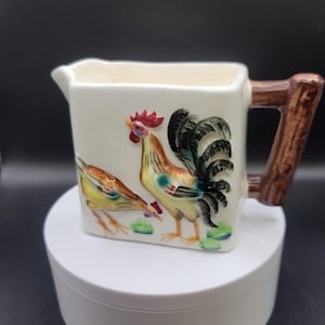 Vintage Rooster & Chick Pitcher
