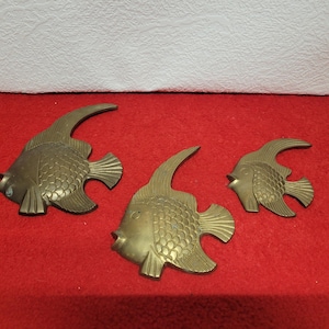 Hanging Three Piece Vintage Brass Fish