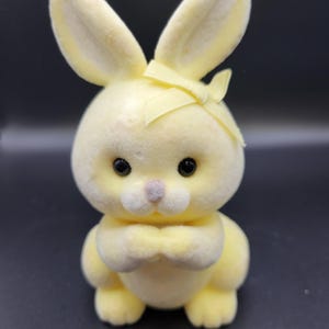 Vintage Yellow Flocked Enesco Bunny Bank