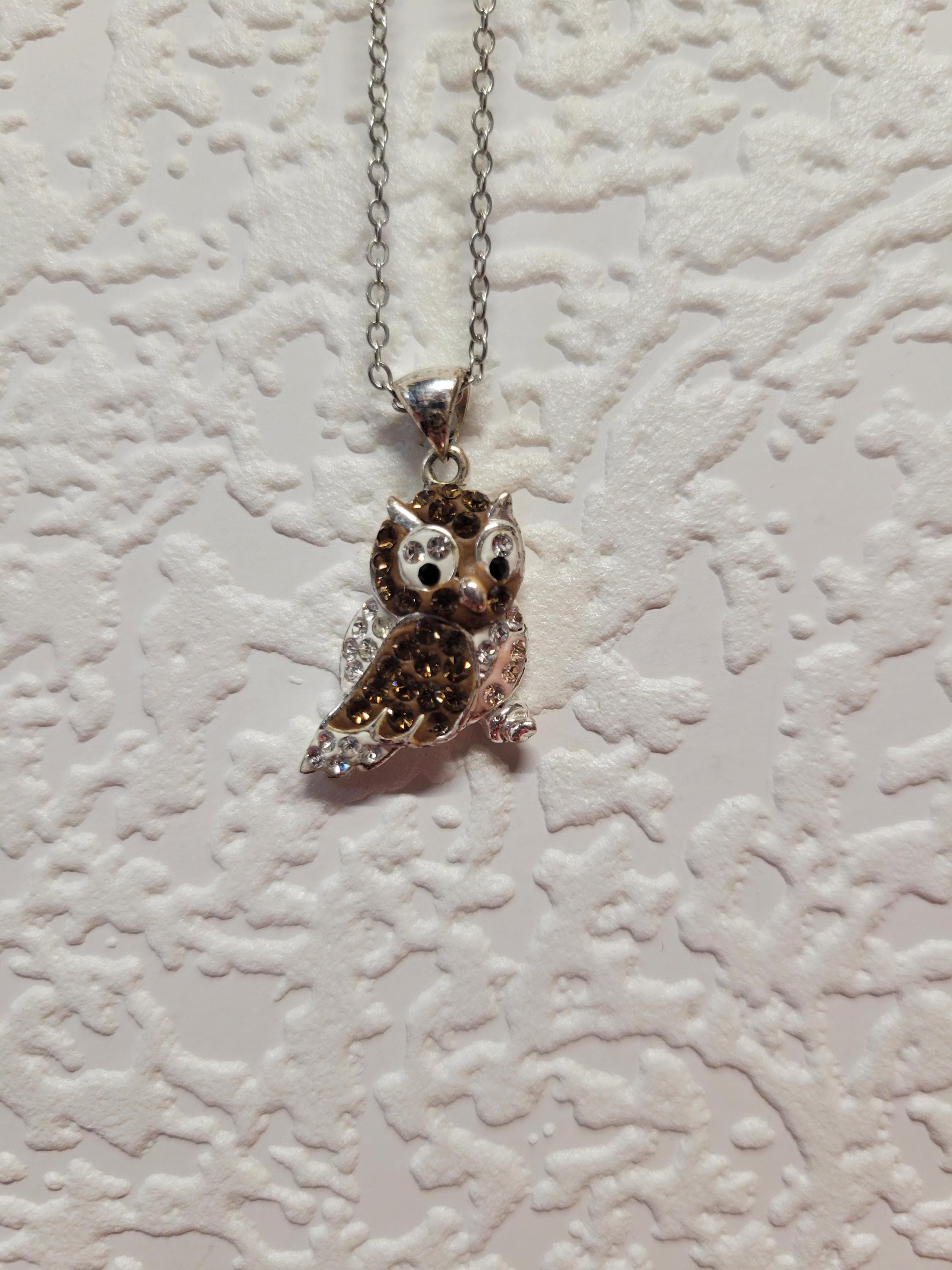 Rhinestone Owl Necklace