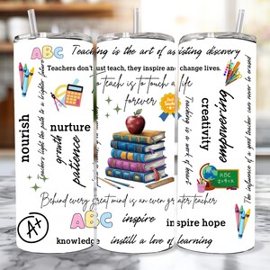 Teacher Tumbler | Seamless Sublimation Wrap | Teacher Appreciation Design PNG | 20oz Skinny Tumbler Wrap | Insant Digital Download PNG