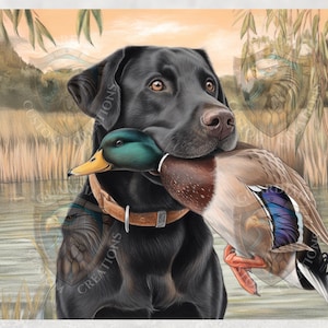 Black Lab Duck Hunting Tumbler Wrap, Hunter Scene Sublimation PNG Digital Download, Duck Hunting 20oz Skinny Straight Tumbler Design