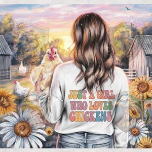 Just A Girl Who Loves Chickens Tumbler Wrap, 20oz Skinny Sublimation Tumbler Design, Farm Sunflower Chicken Lover Tumbler Wrap Design