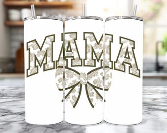 Mama Chinoiserie PNG | Varsity Kokette Bogen PNG | oliv geblümte Toile de Jouy | 20 Unzen Skinny Tumbler Wrap | Mama Geschenk | Sofort Download