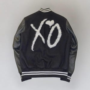 Handmade Weeknd XO Varsity Jacket Black and White Handmade Cosplay for Men and women