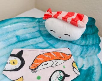 Sushi Cutie Kitty, reversible snap on pet bandana