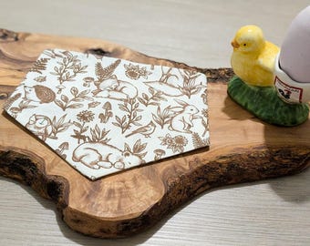 Frolicking Forest Friends, reversible snap on spring/Easter bandana