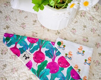 Can't Beet A Farmer's Market, reversible snap on summer pet bandana