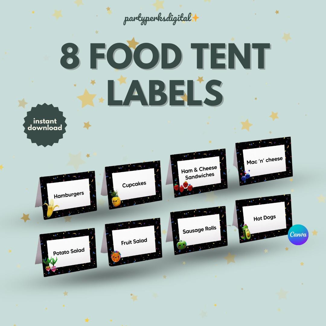 Hey 8 Food Label Bundle Dancing Fruit DIY Printable Birthday Party ...