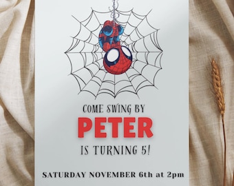 EDITABLE Spiderman Birthday Invitation Template, Easy Access Digital Kids Birthday Invitation, Theme Party card, Digital Invitation Card