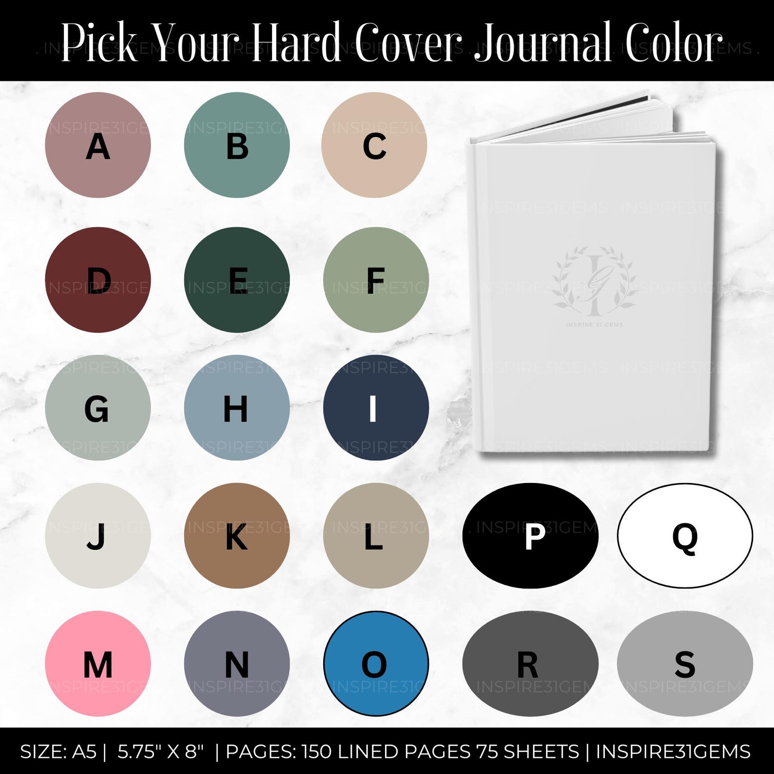 Custom Hardcover Monogram Journals for Women, Matte Hardcover Journal ...