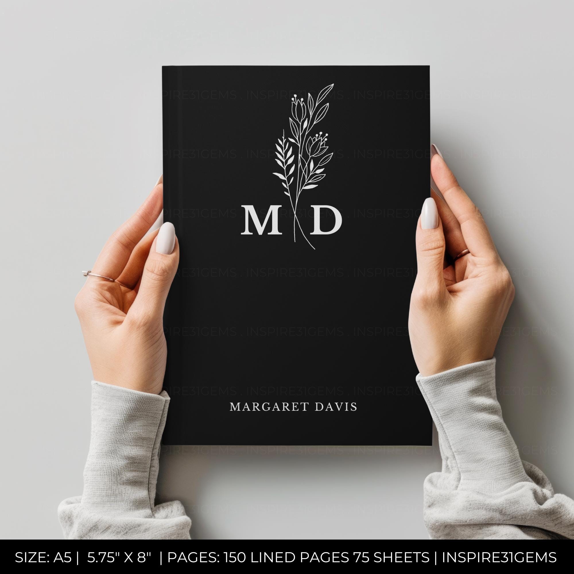 Custom Hardcover Monogram Journals for Women, Matte Hardcover Journal ...